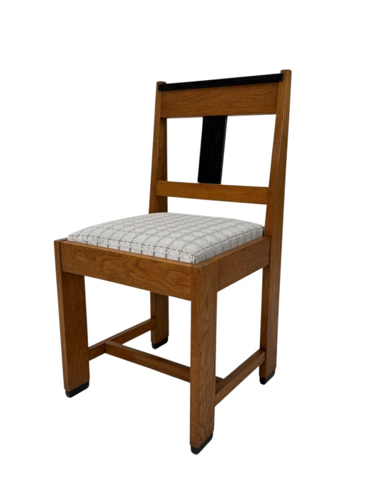 1920s Art Deco Modernist Side Chair by Jan Brunott, Oak & Velvet